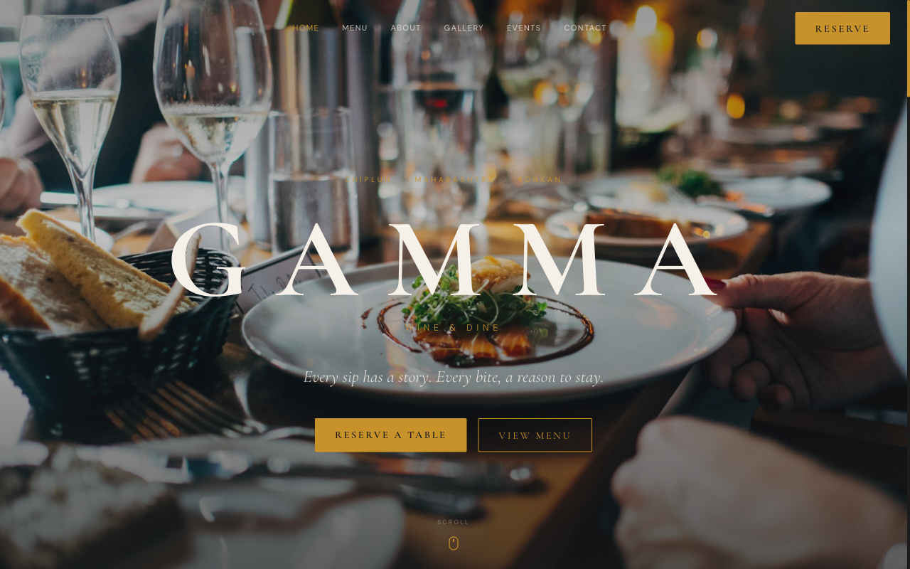Gamma Wine and Dine website